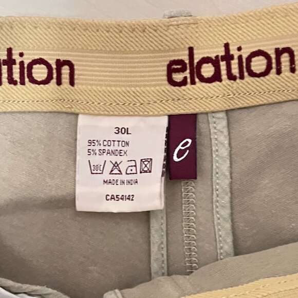 Elation Riding Breeches Tan Knee Patch Sz 30 L Jodphur Pants Jods - Picture 7 of 11